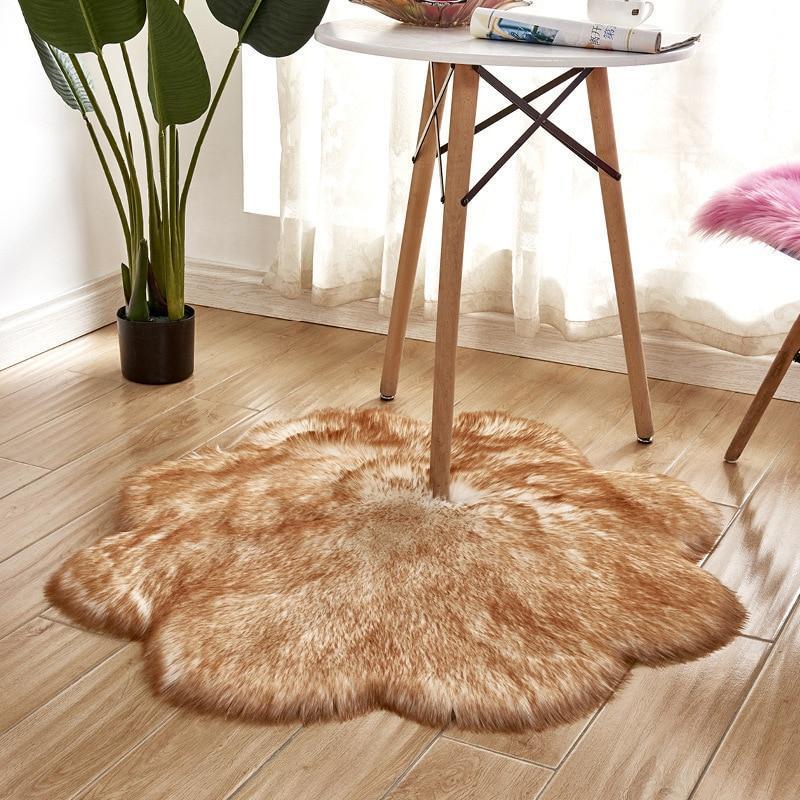 Lora - Flower Shape Faux Sheepskin Rug - Nordic Side - 04-22, feed-cl0-over-80-dollars