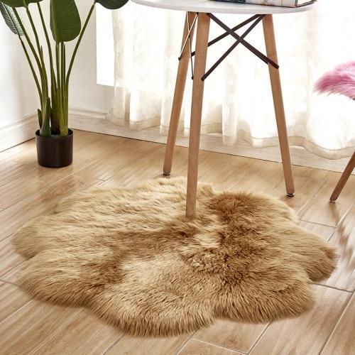 Lora - Flower Shape Faux Sheepskin Rug - Nordic Side - 04-22, feed-cl0-over-80-dollars