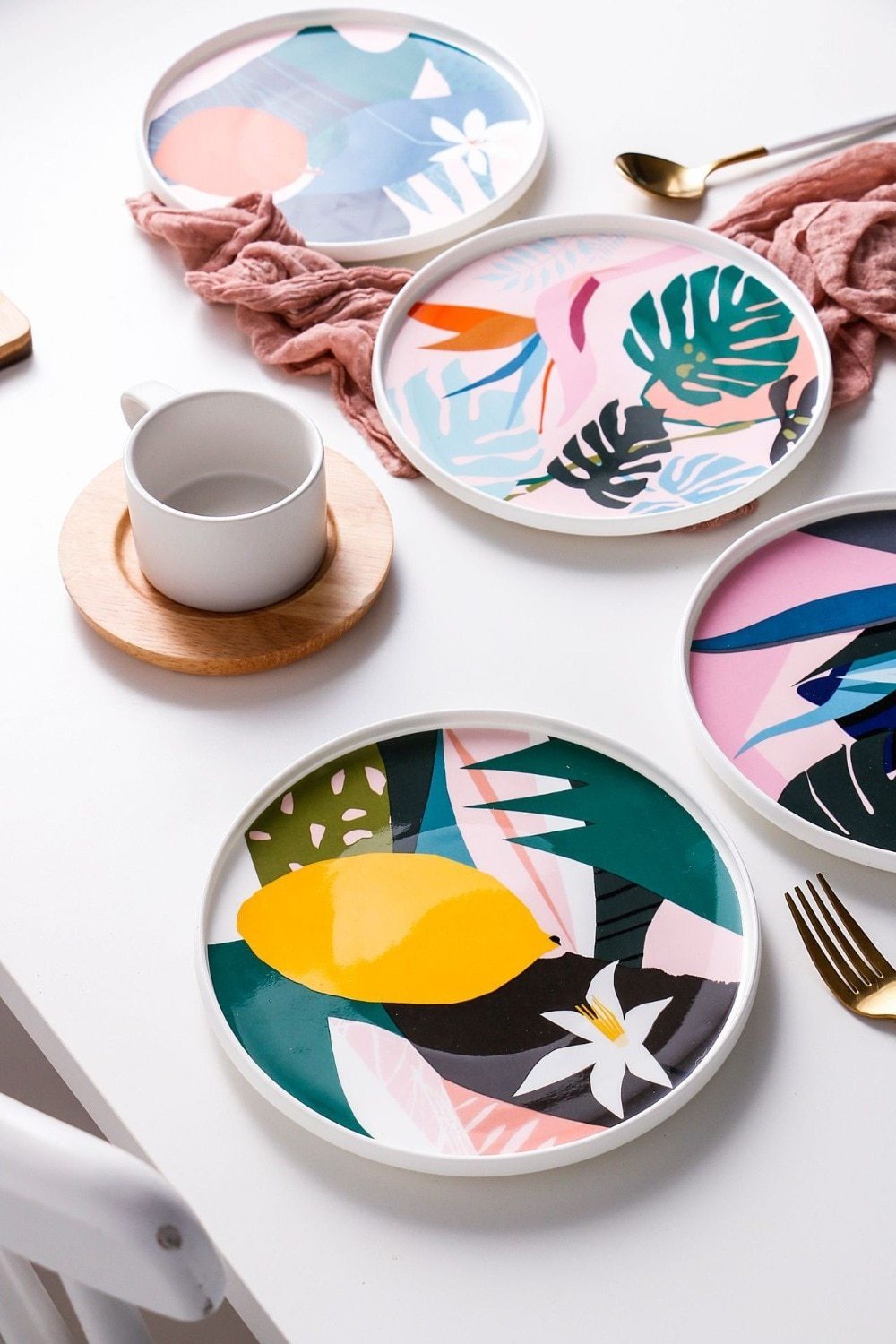 Abstract Floral Plates - Nordic Side - 