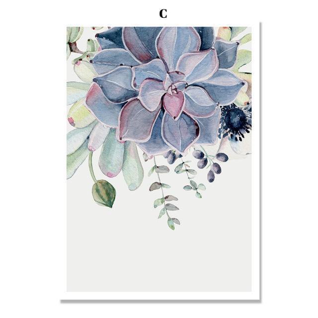 Watercolour Succulent Plants - Nordic Side - 