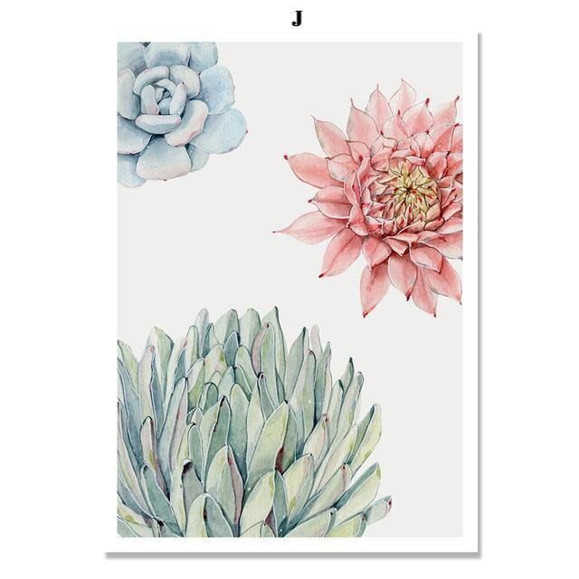 Watercolour Succulent Plants - Nordic Side - 