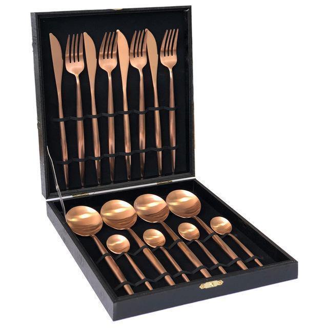 16 Pieces Metal Cutlery Set with Gift Box - Nordic Side - 