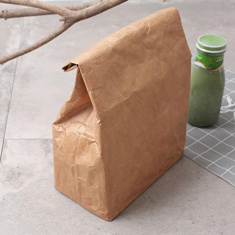 6L Brown Paper Lunch Bag Environmentally Friendly Reusable Lunch Box Durable Insulated Thermal Kraft Paper Bag Covered - Nordic Side - 