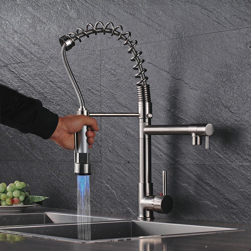 Carylon - LED Kitchen Spring Deck Mounted Faucet - Nordic Side - 03-19