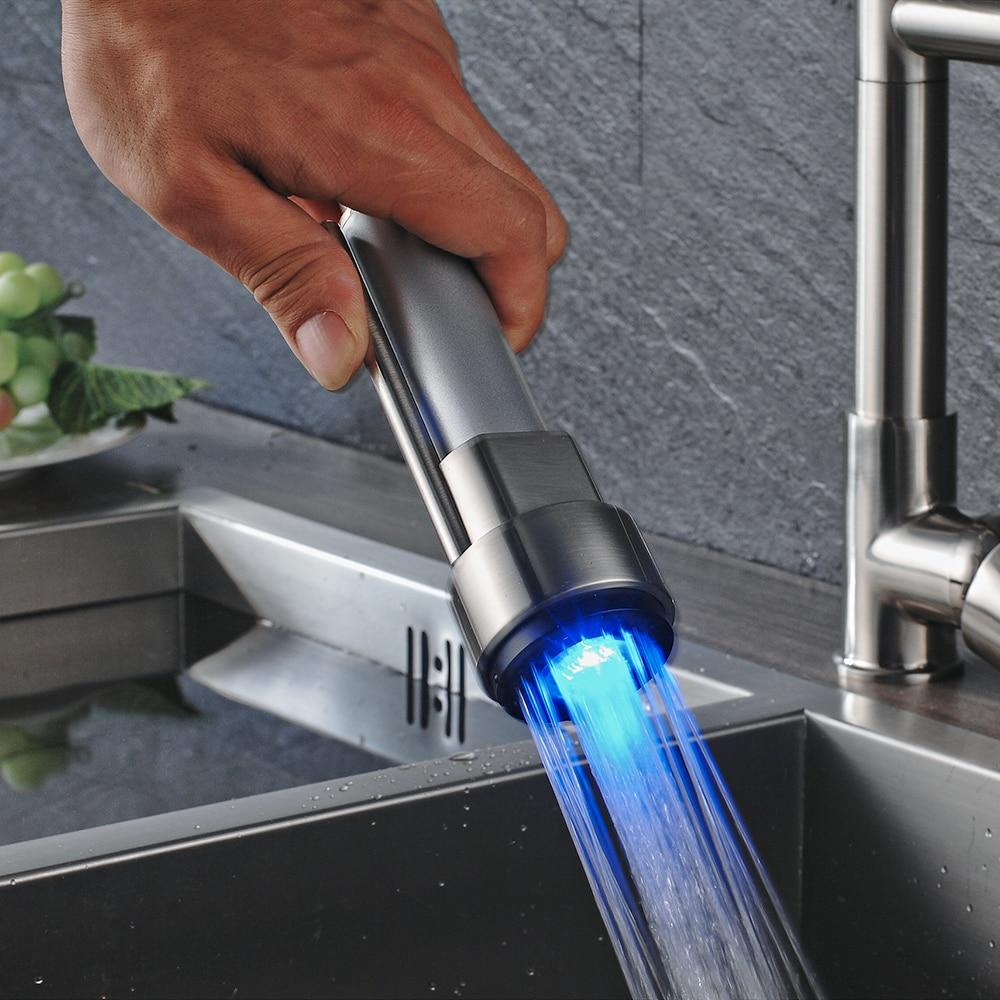 Carylon - LED Kitchen Spring Deck Mounted Faucet - Nordic Side - 03-19