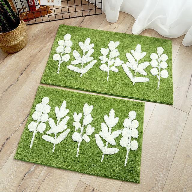 Delaney - Small Leaf Fluffy Rug - Nordic Side - 04-23, bath-mat, door-mat, door-rug, modern, shaggy-rug, small-rug, tropical, welcome-mat