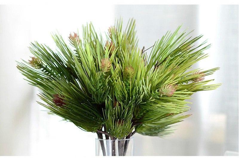 Artificial plants Five Head Pine Needles branch - 15.75 in.  DIY christmas tree xmas wreath material Artificial Flowers Bouquet - Nordic Side - 