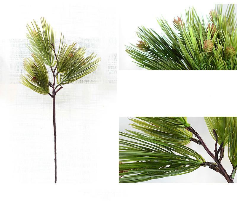 Artificial plants Five Head Pine Needles branch - 15.75 in.  DIY christmas tree xmas wreath material Artificial Flowers Bouquet - Nordic Side - 