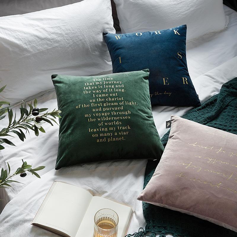 Velvet Cushions with Gold Letters - Nordic Side - 