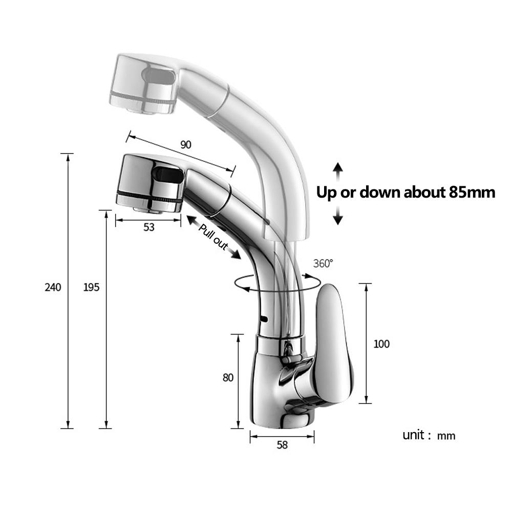 Berta - Pull Out Chrome Finish Bathroom Sink Faucet - Nordic Side - 03-21