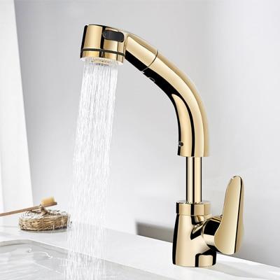 Berta - Pull Out Chrome Finish Bathroom Sink Faucet - Nordic Side - 03-21