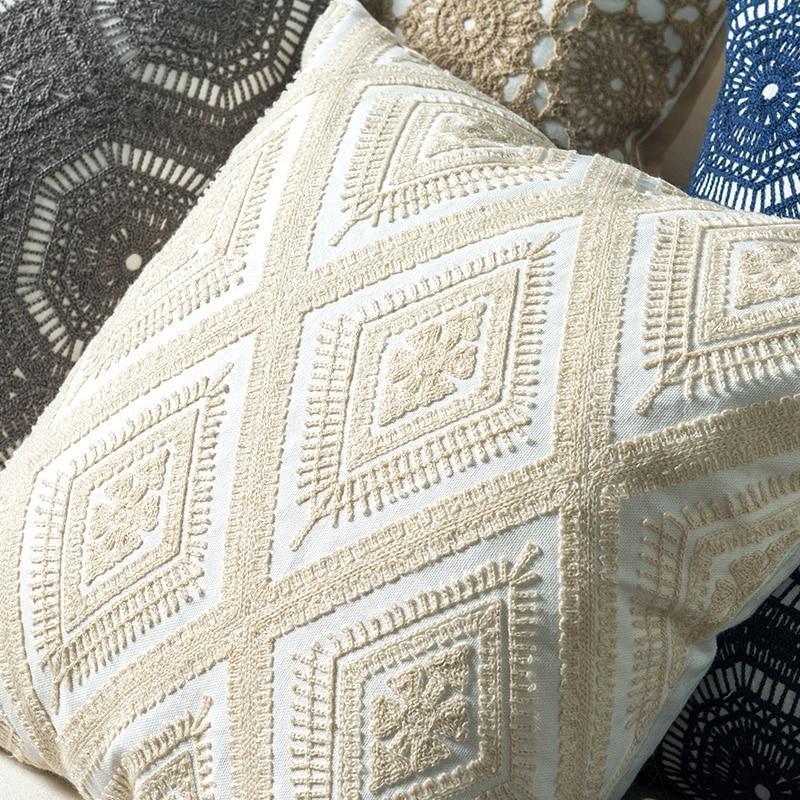 Lace Embroidered Cushion - Nordic Side - 