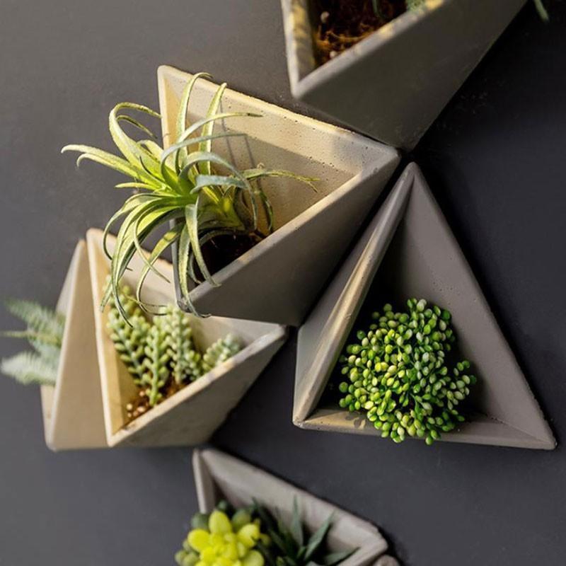 Hernan - Modern Cement Triangle Wall Planter - Nordic Side - 05-10