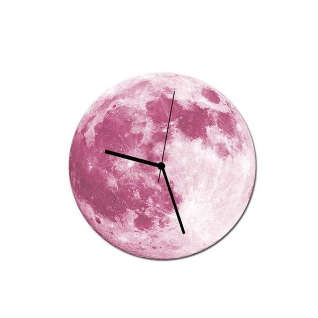 Lua - 3D Glow-In-The-Dark Moon Wall Clock - Nordic Side - 05-14, modern-wall-clock