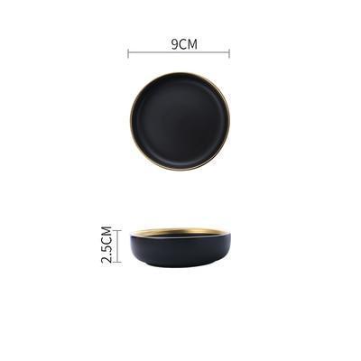 Black & White Ceramic Dinnerware with Gold Rim - Nordic Side - 