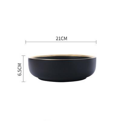 Black & White Ceramic Dinnerware with Gold Rim - Nordic Side - 