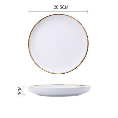 Black & White Ceramic Dinnerware with Gold Rim - Nordic Side - 