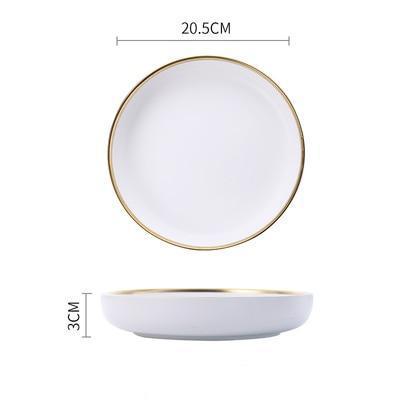 Black & White Ceramic Dinnerware with Gold Rim - Nordic Side - 