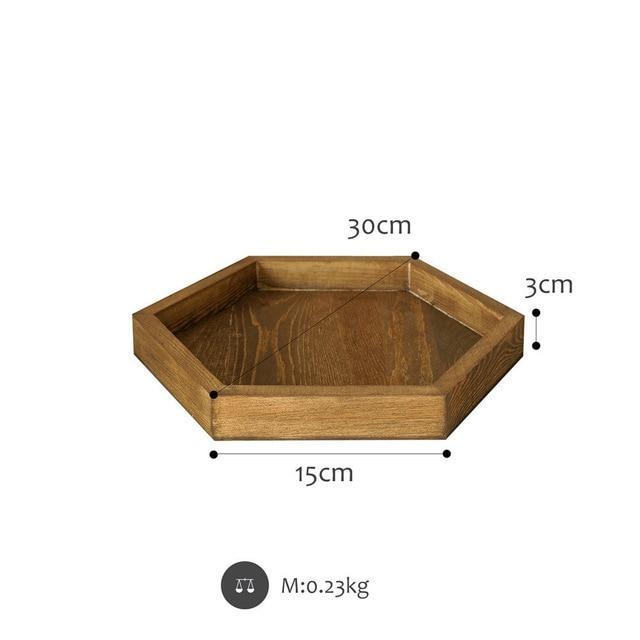 Wood Hexagonal Tray - Nordic Side - 