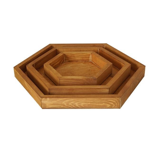 Wood Hexagonal Tray - Nordic Side - 