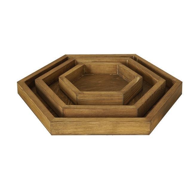 Wood Hexagonal Tray - Nordic Side - 