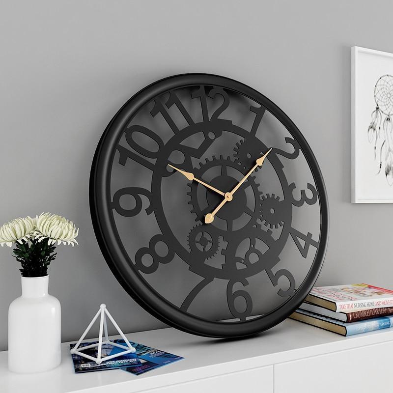 Linden - Cogs & Gears Wrought Iron Clock - Nordic Side - 05-15, feed-cl0-over-80-dollars, modern-wall-clock