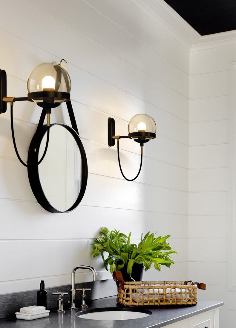 Retro Black & Gold Wall Light - Nordic Side - 