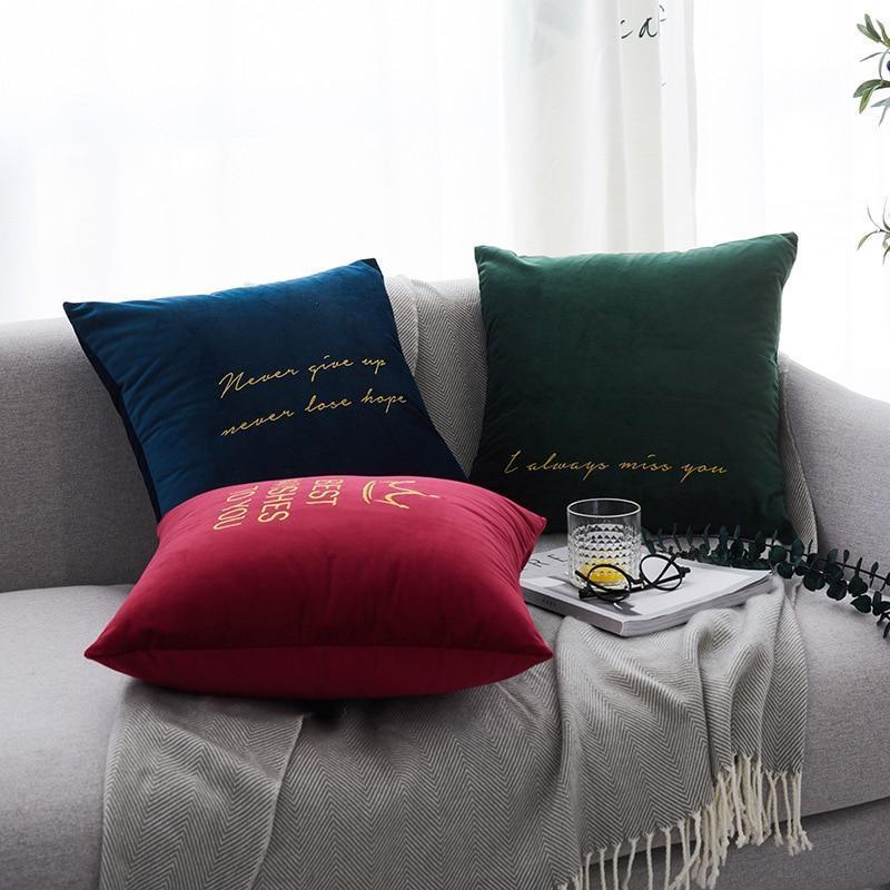 Velvet Cushions with Gold Letters - Nordic Side - 