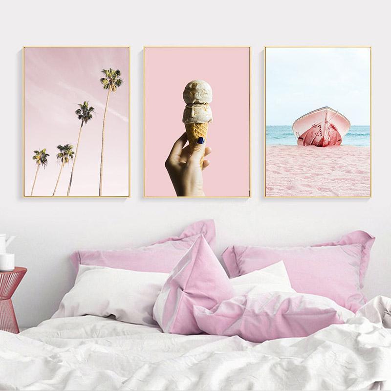 Beach Palm Tree Landscape Canvas Poster Nordic Decoration Wall Art Print Painting Decorative Picture Scandinavian Home Decor - Nordic Side - 