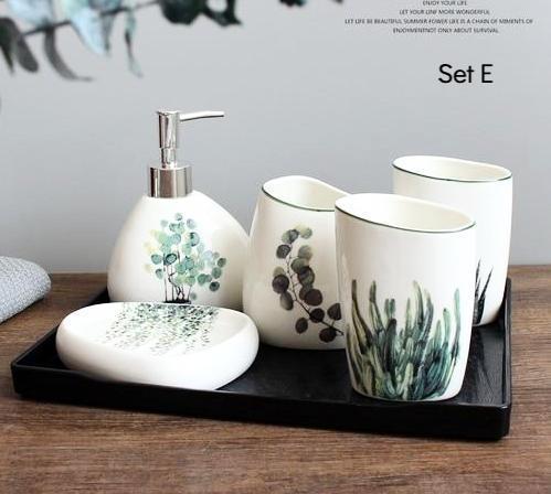 Ceramic Palm Bathroom Organisers - Nordic Side - 