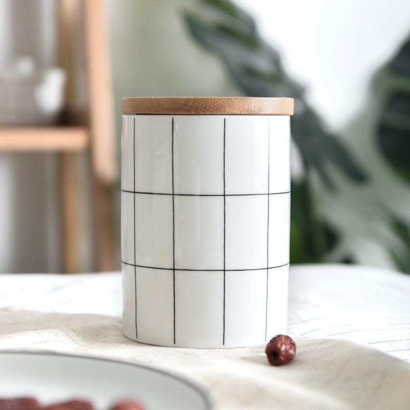 Grid Ceramic Jar - Nordic Side - 