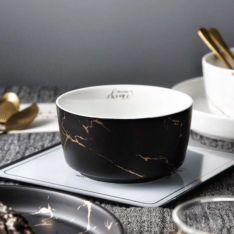 Marble Black & White Bowl - Nordic Side - 