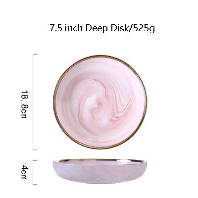 Pink Marble with Gold Rim Dinnerware - Nordic Side - 