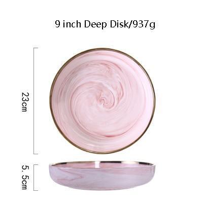 Pink Marble with Gold Rim Dinnerware - Nordic Side - 