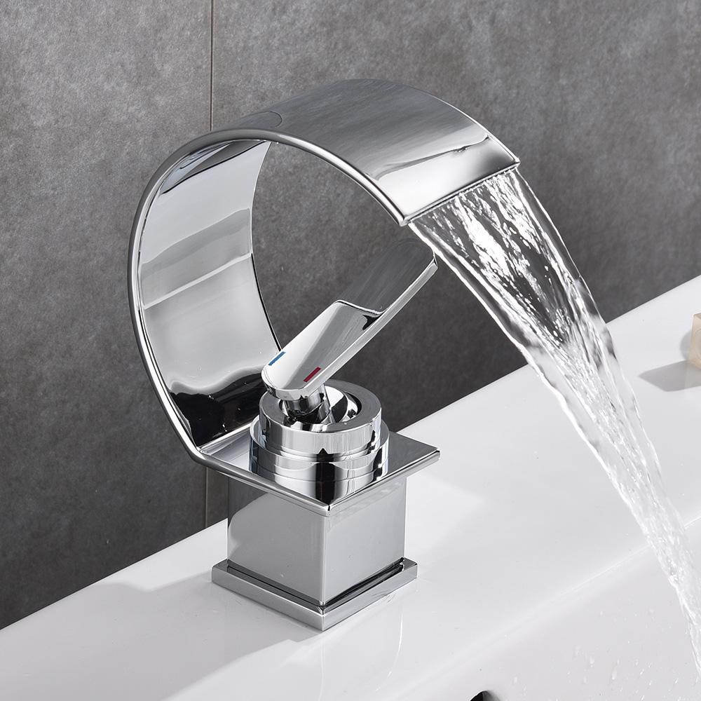 Blackwood - Waterfall Single Handle Faucet - Nordic Side - 09-11, bathroom, bathroom-collection, bathroom-faucet, fab-faucets, faucet, feed-cl0-over-80-dollars, kitchen, kitchen-faucet, moder