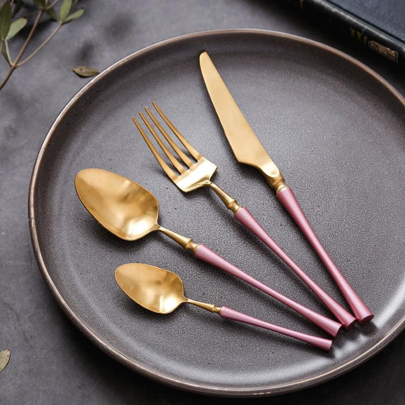 Pink Metal Antique Style Cutlery - Nordic Side - 