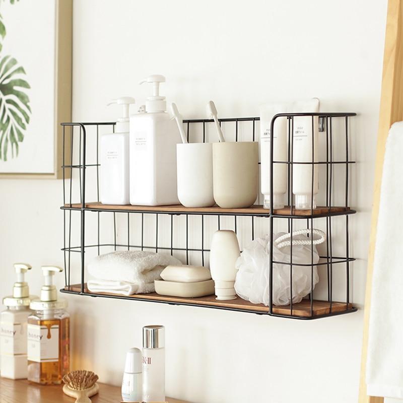 Iron & Wood Wall Storage Rack - Nordic Side - 