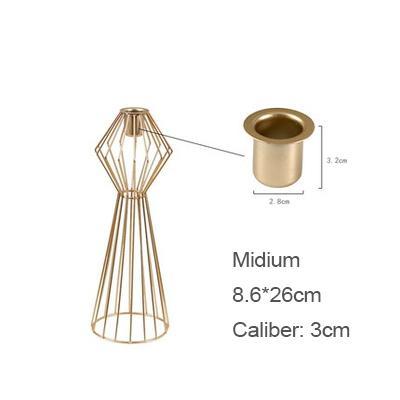 Gold Iron Metal Line Candleholder - Nordic Side - 