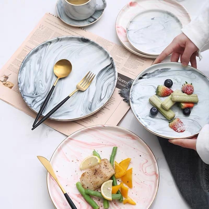 Blue & Pink Marble Tableware - Nordic Side - 