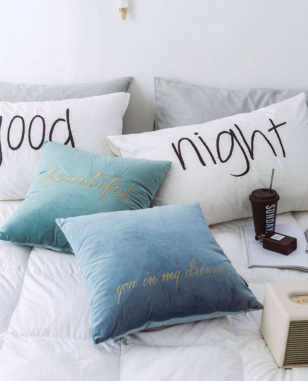 Velvet Cushions with Gold Letters - Nordic Side - 