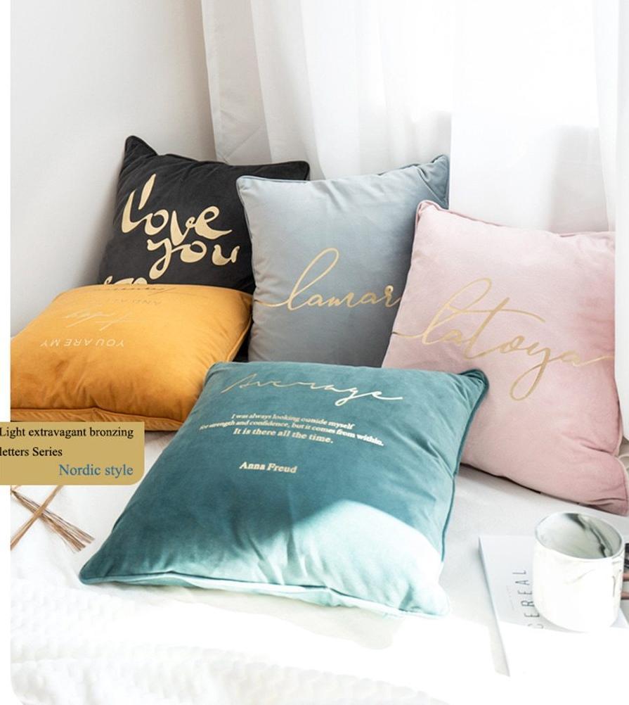 Velvet Cushions with Gold Letters - Nordic Side - 