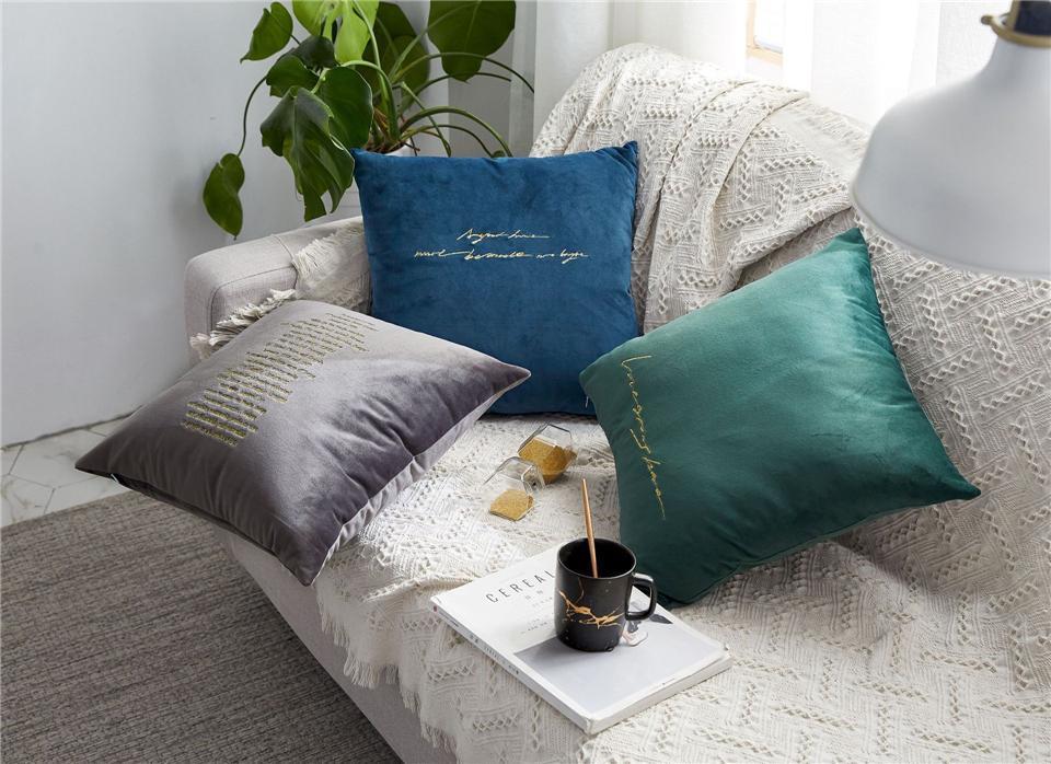 Velvet Cushions with Gold Letters - Nordic Side - 