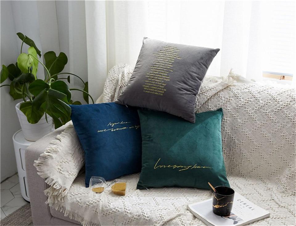 Velvet Cushions with Gold Letters - Nordic Side - 