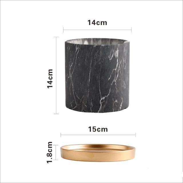 Dark Grey Marble Pot - Nordic Side - 