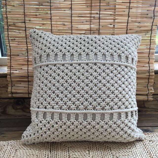 Hand Woven Macrame Pillow Cushion Cover - Nordic Side - Living Room, MacramÃ©, not-hanger, Pillows