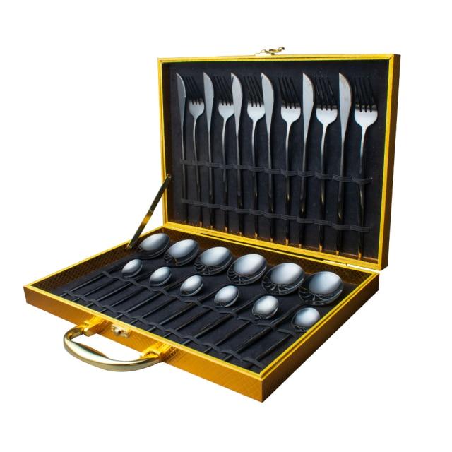 24Pcs 24-Piece Gold Flatware Set