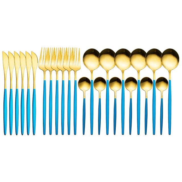 24Pcs 24-Piece Gold Flatware Set