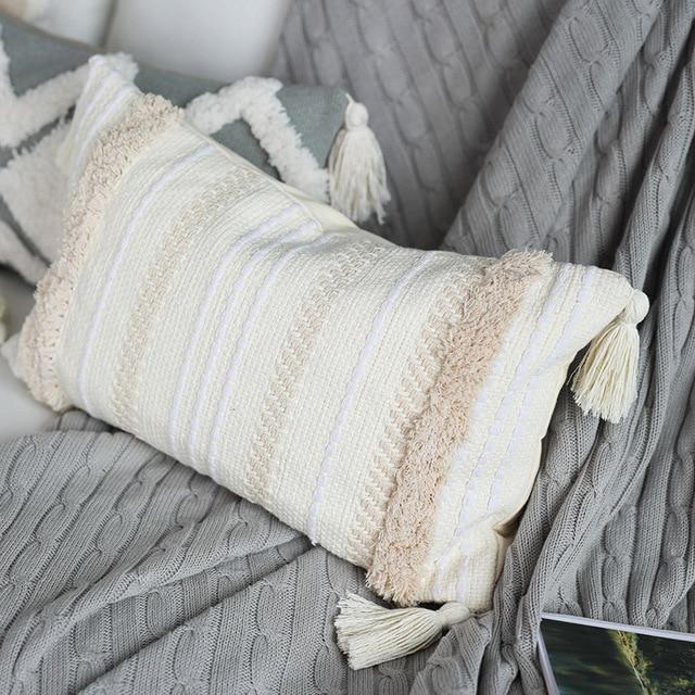 Moroccan Tufted Tassel Cushion Cover - Nordic Side - 