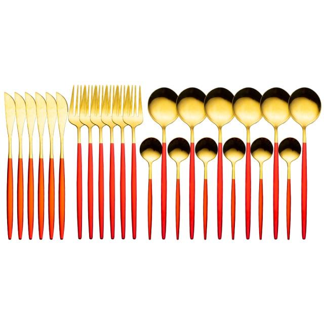 24Pcs 24-Piece Gold Flatware Set