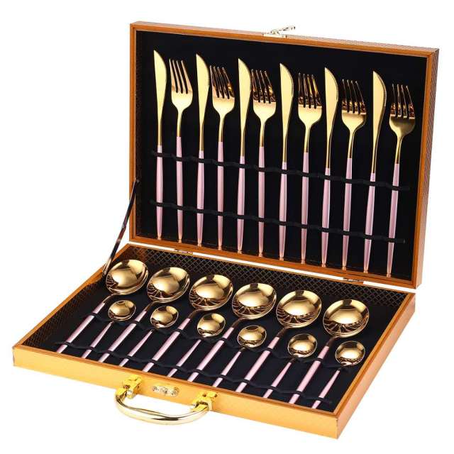 24Pcs 24-Piece Gold Flatware Set